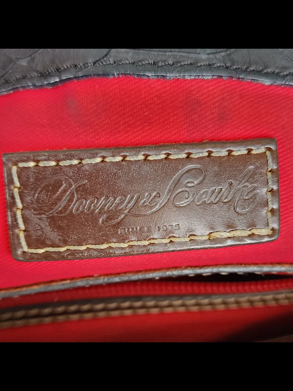 Vintage Dooney & Bourke Black and Brown Leather Embossed Tote
